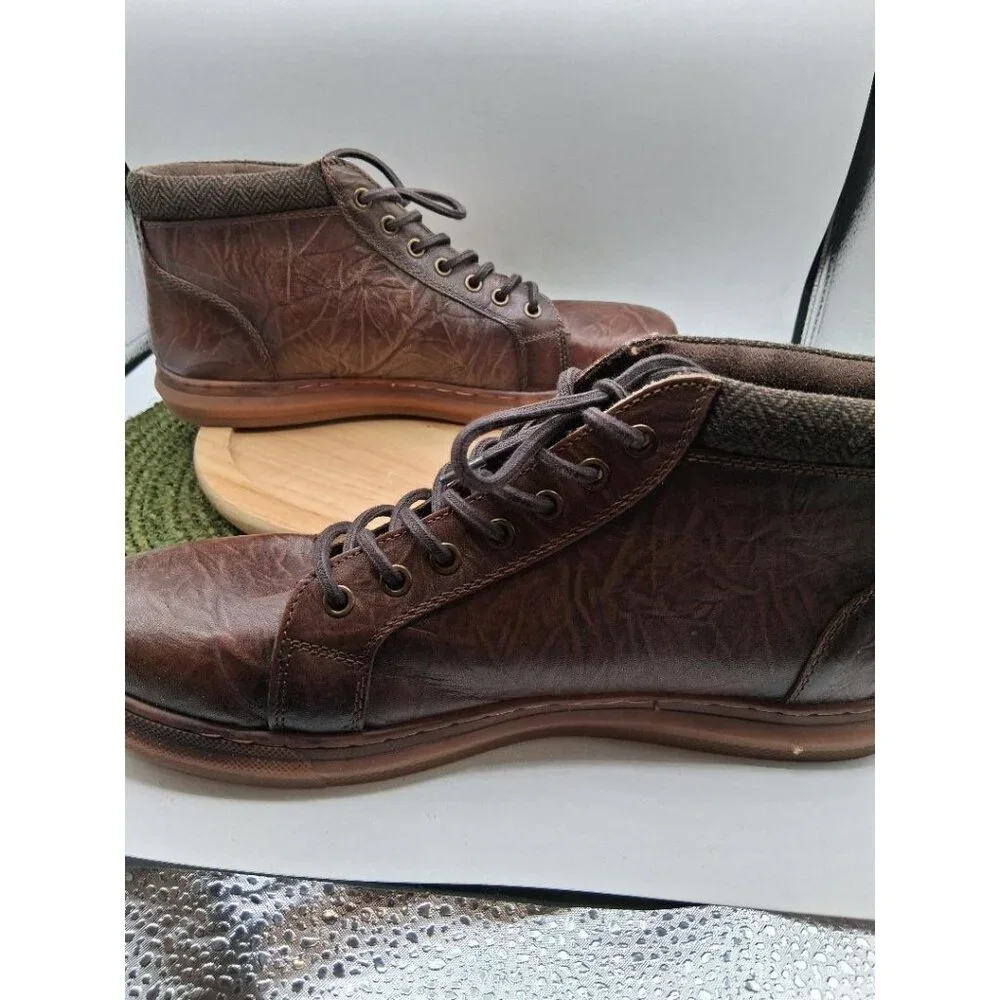 Arkbird Mens Brown Leather High-Top Oxfords US 11 With Rubber Sole & Textile Lin
